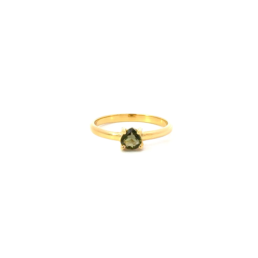 Faceted Moldavite Rings in 18K Gold over Sterling Silver