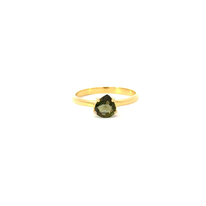 Faceted Moldavite Rings in 18K Gold over Sterling Silver