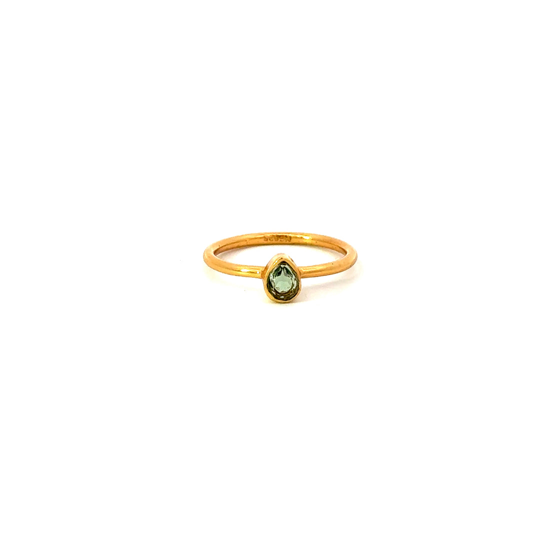 Bezel-Set Moldavite Ring in Gold over Sterling Silver