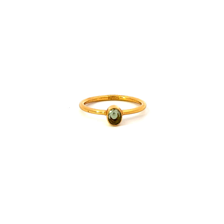 Bezel-Set Moldavite Ring in Gold over Sterling Silver