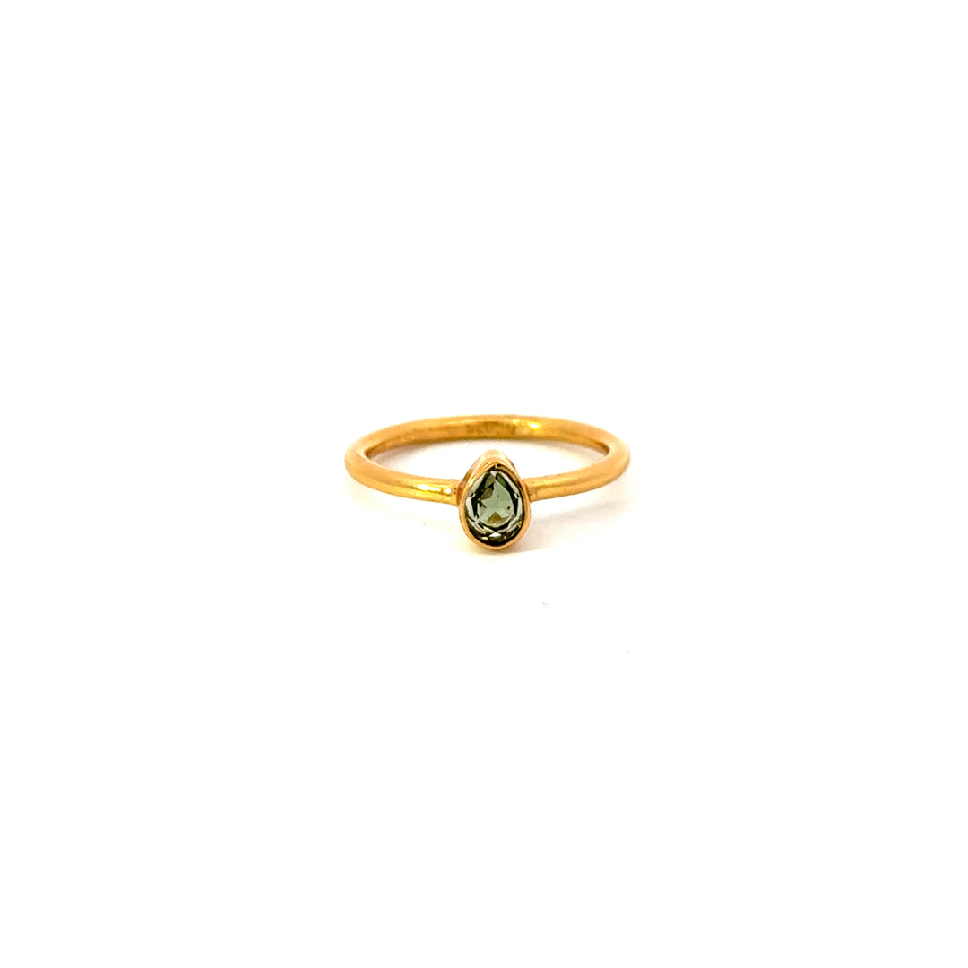 Bezel-Set Moldavite Ring in Gold over Sterling Silver