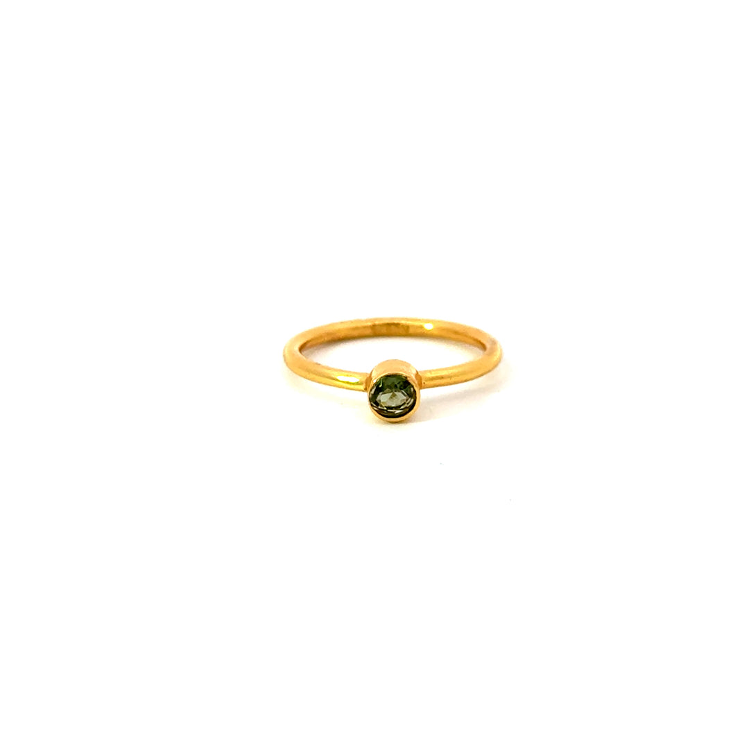Bezel-Set Moldavite Ring in Gold over Sterling Silver