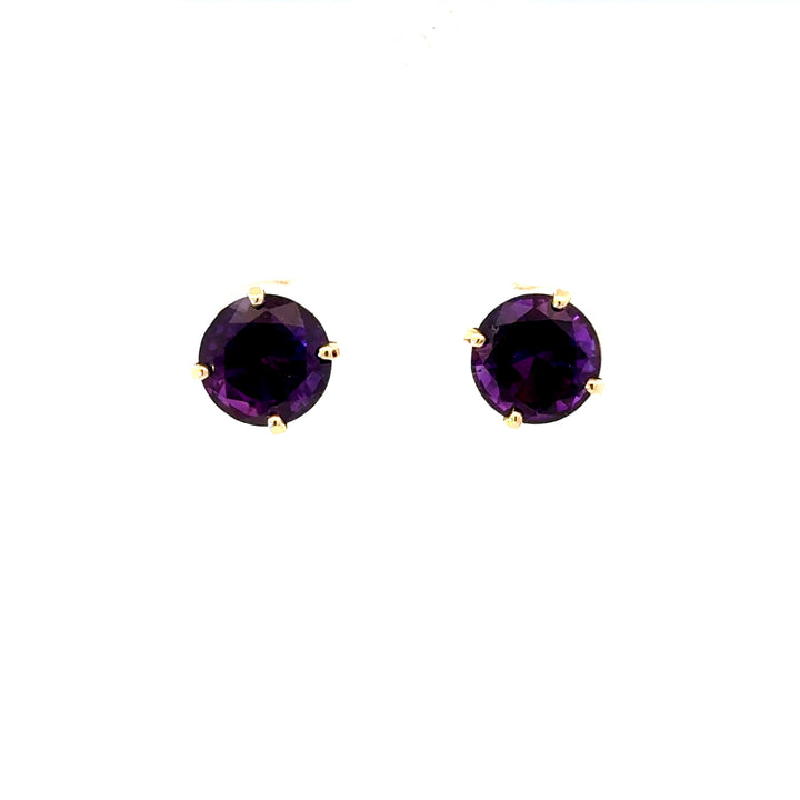 Round-Cut Amethyst Stud Earrings in 14K Yellow Gold
