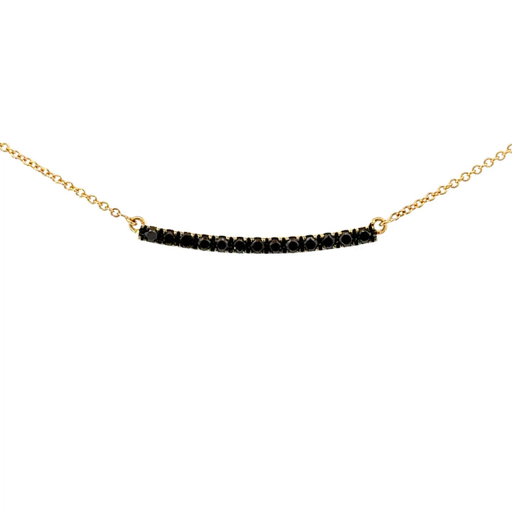 Vintage Black Diamond Bar Necklace in 18K Yellow Gold