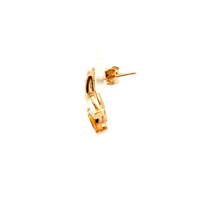 Vintage Citrine & Diamond Earrings in 14K Two-Tone Gold