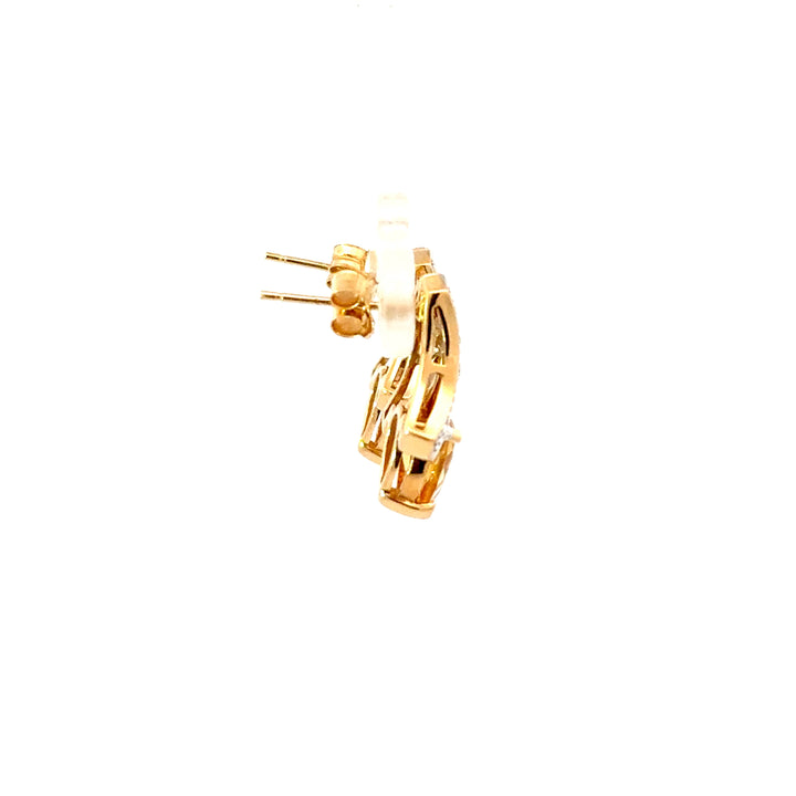 Vintage Citrine & Diamond Earrings in 14K Two-Tone Gold