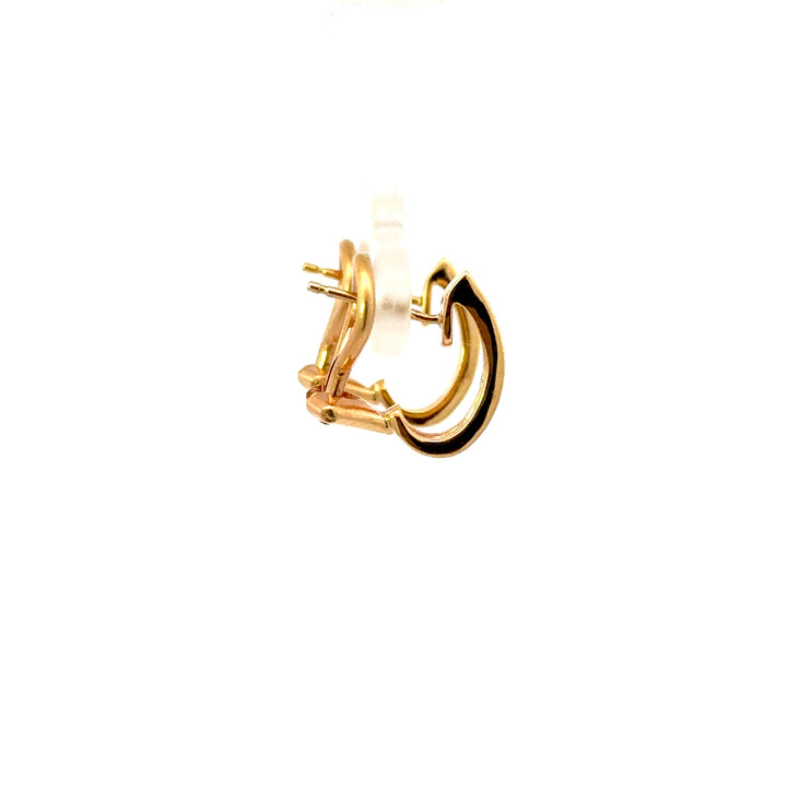 Vintage Emerald & Diamond J-Hoop Earrings in 14K Yellow Gold