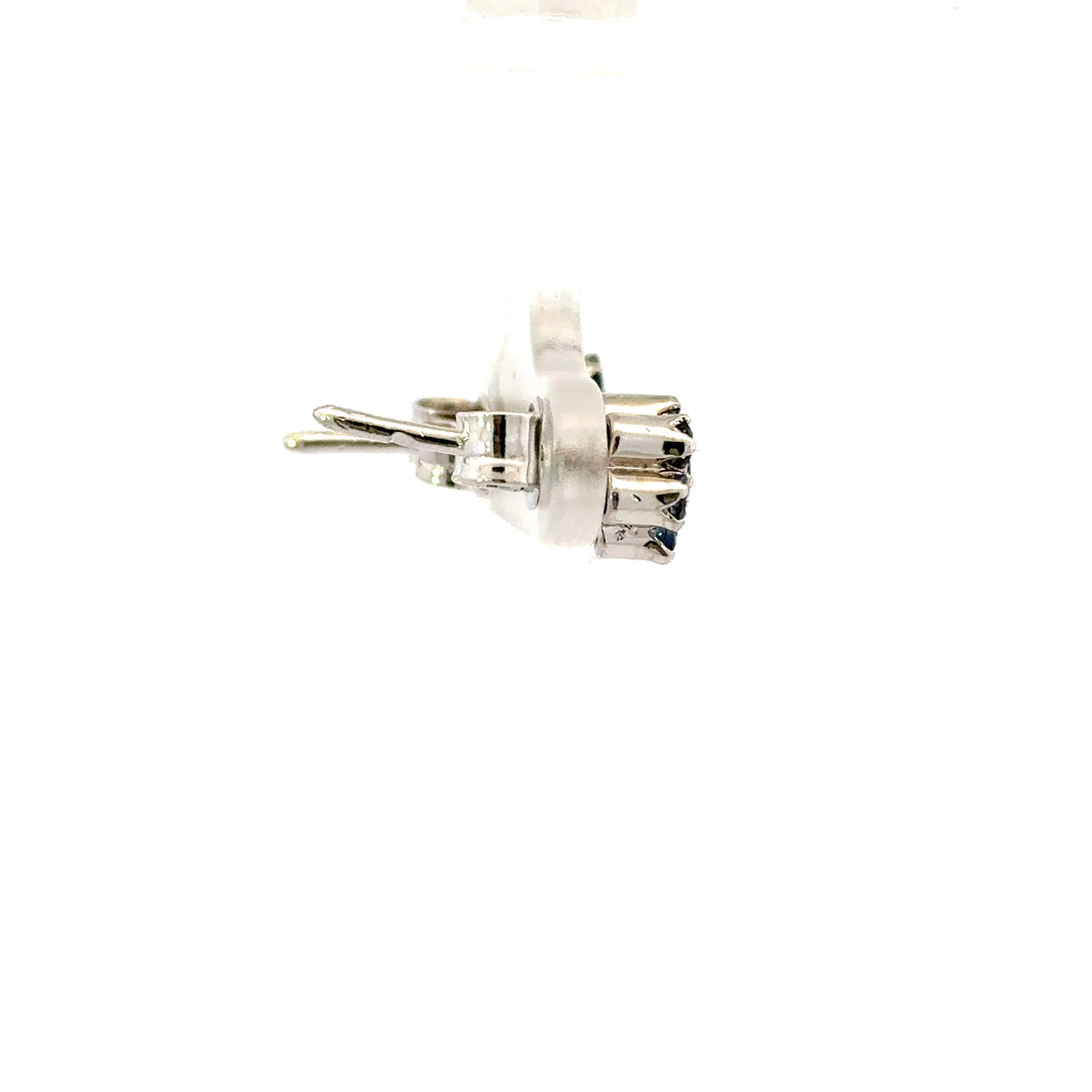Vintage Blue Sapphire Cluster Earrings in 14K White Gold