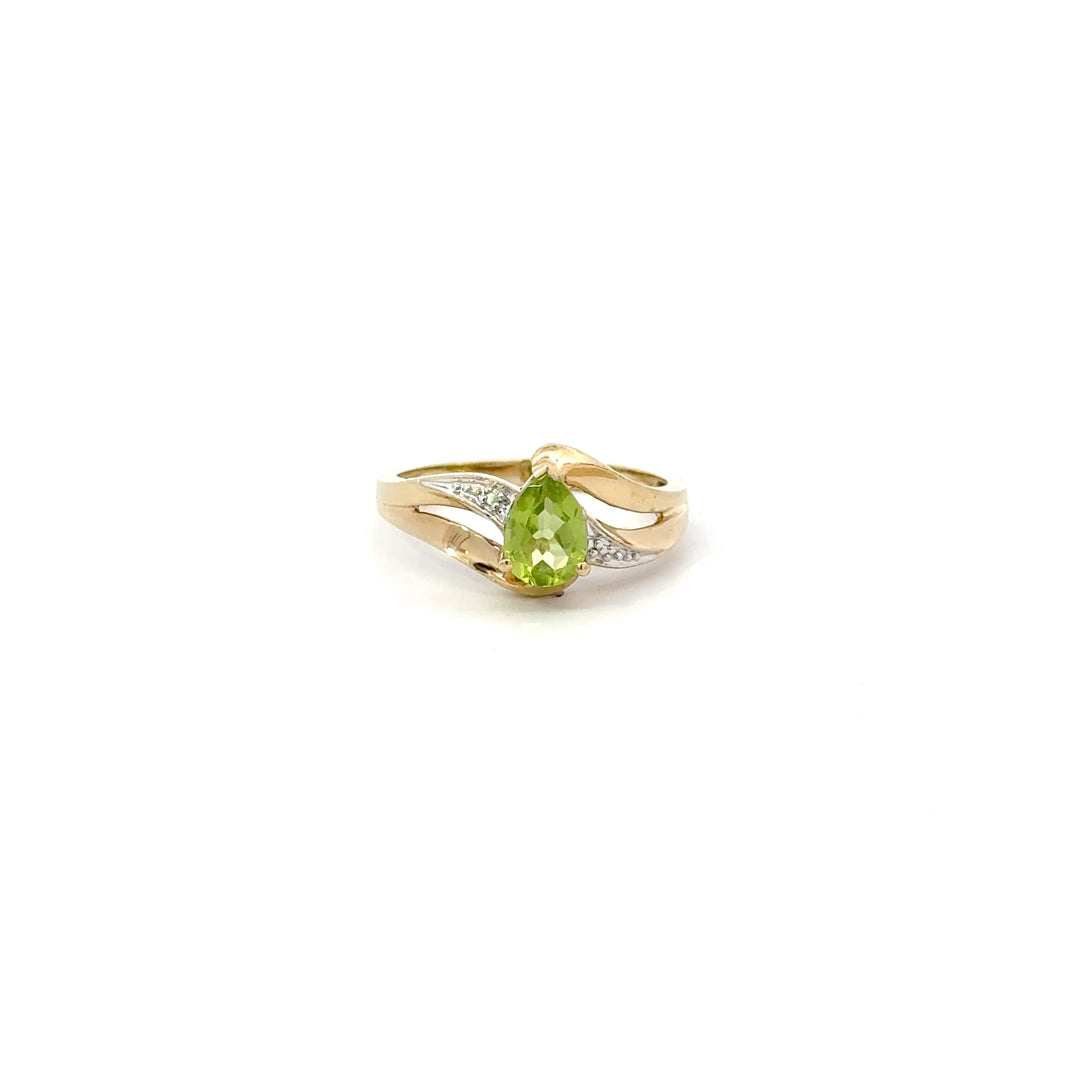 Vintage Peridot Bypass Ring in 10K Yellow Gold