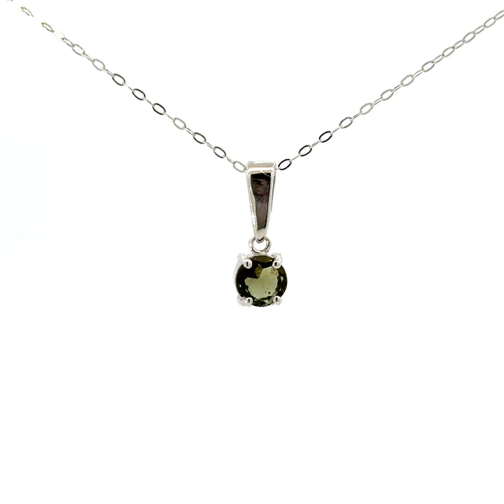 Moldavite Solitaire Necklaces in Sterling Silver
