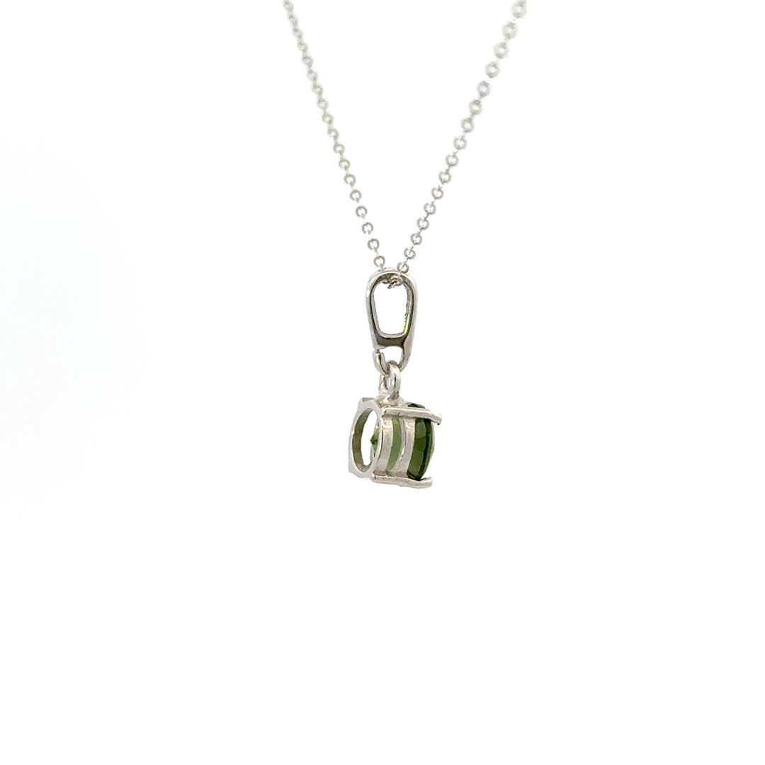 Moldavite Solitaire Necklaces in Sterling Silver