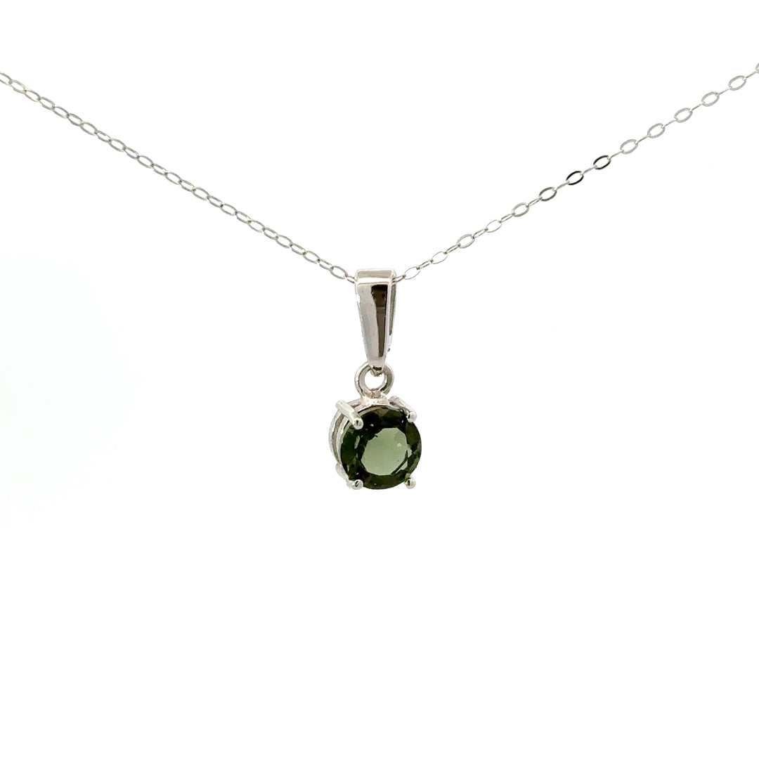 Moldavite Solitaire Necklaces in Sterling Silver
