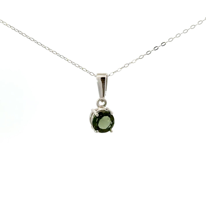 Moldavite Solitaire Necklaces in Sterling Silver