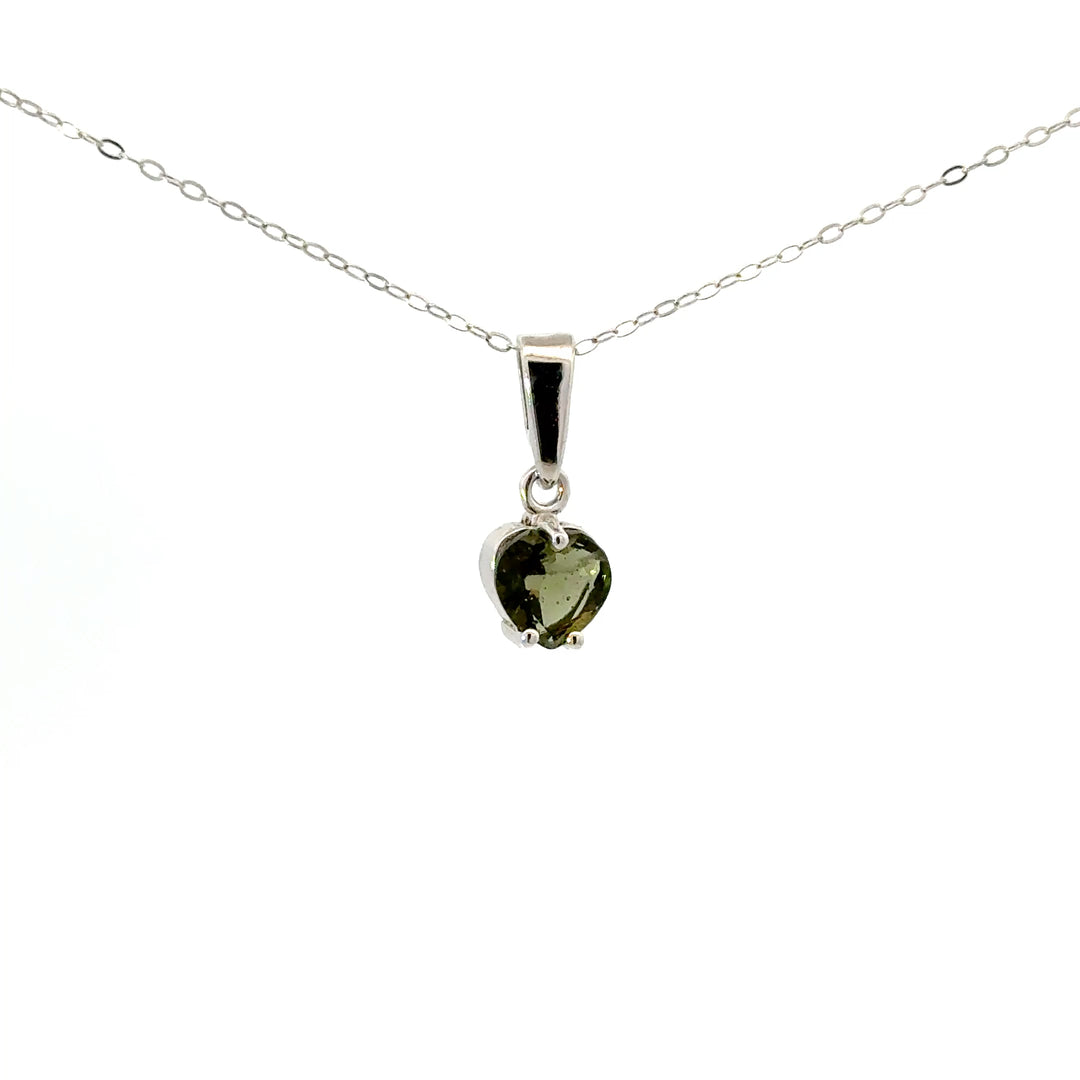 Moldavite Solitaire Necklaces in Sterling Silver