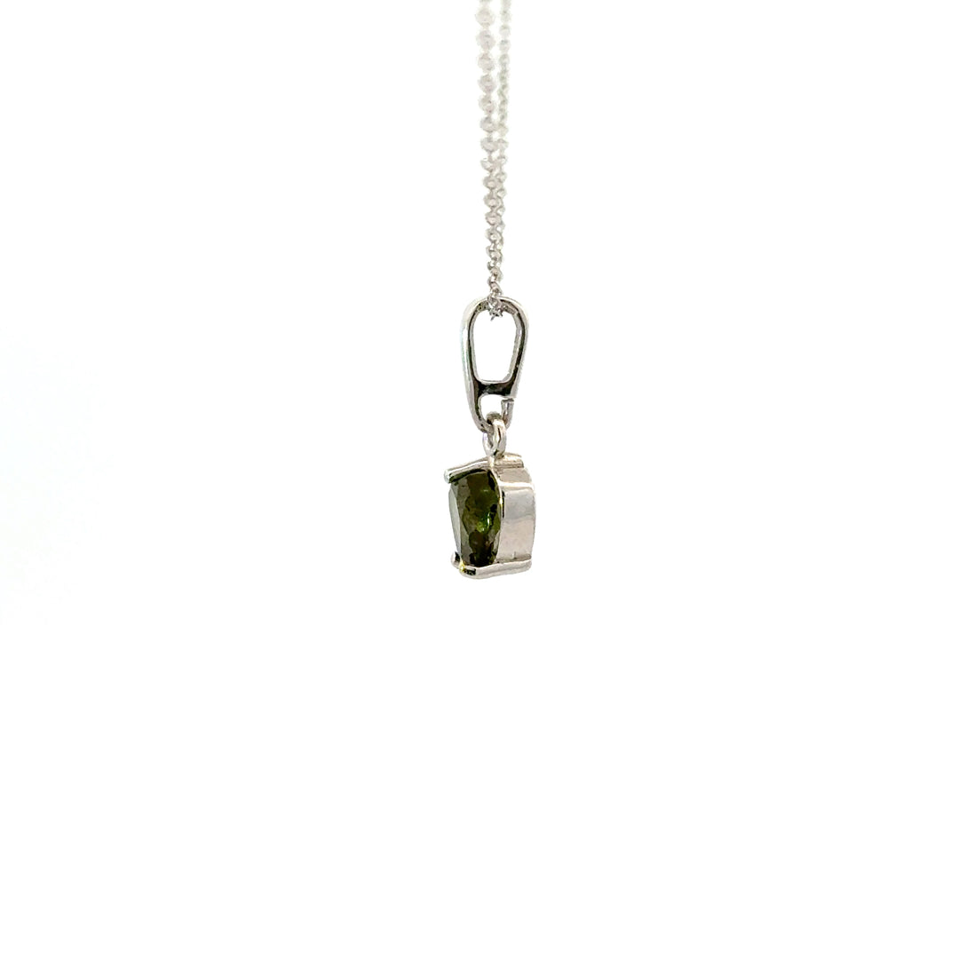 Moldavite Solitaire Necklaces in Sterling Silver