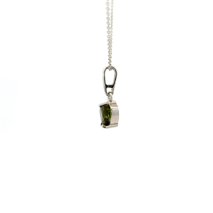 Moldavite Solitaire Necklaces in Sterling Silver