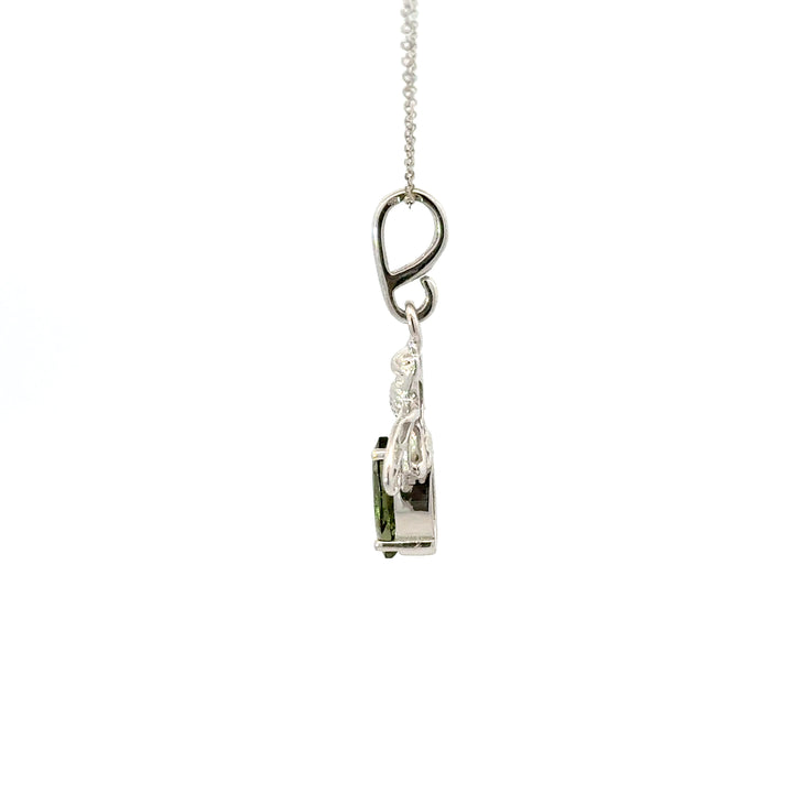 Moldavite Fairy & Bee Necklace in Sterling Silver