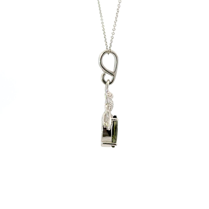 Moldavite Fairy & Bee Necklace in Sterling Silver