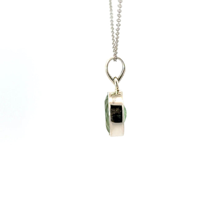 Faceted Green Fluorite Necklace in Sterling Silver