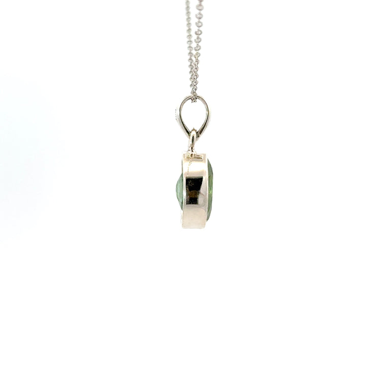 Faceted Green Fluorite Necklace in Sterling Silver