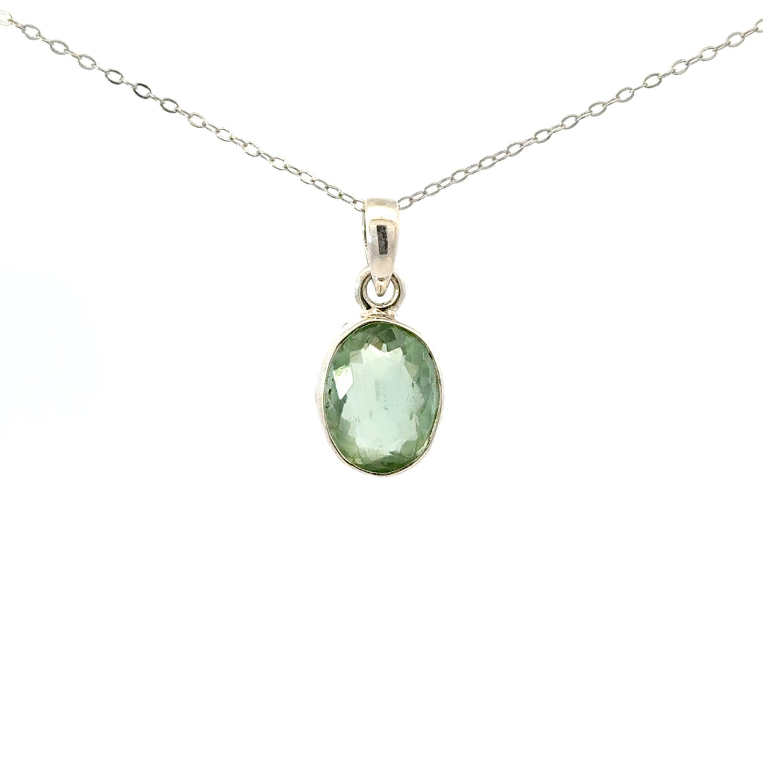 Faceted Green Fluorite Necklace in Sterling Silver