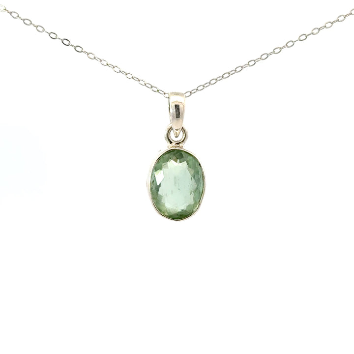 Faceted Green Fluorite Necklace in Sterling Silver
