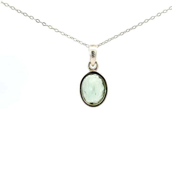 Faceted Green Fluorite Necklace in Sterling Silver