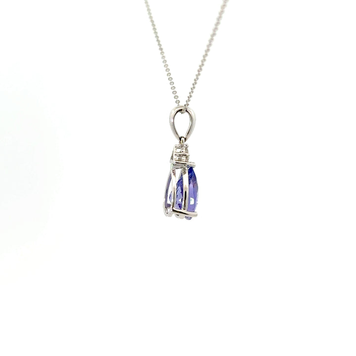 Tanzanite & White Topaz Necklace in 9/14K White Gold