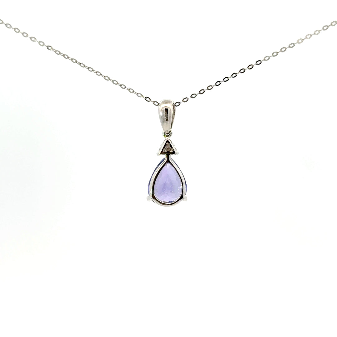 Tanzanite & White Topaz Necklace in 9/14K White Gold