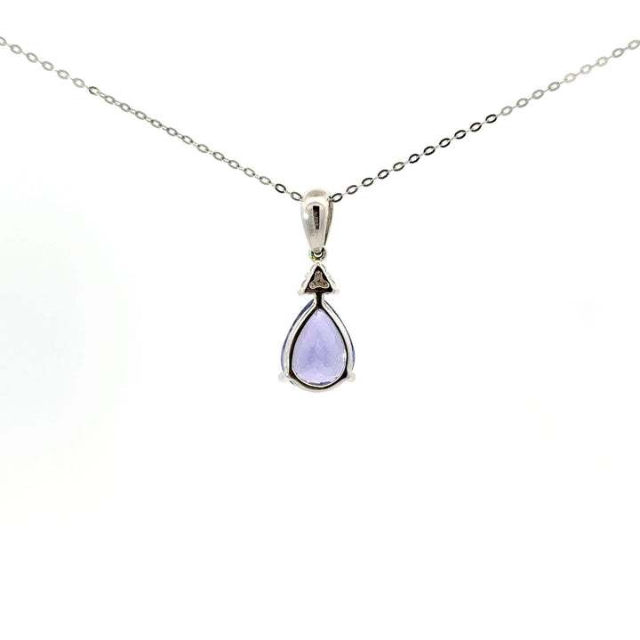 Tanzanite & White Topaz Necklace in 9/14K White Gold