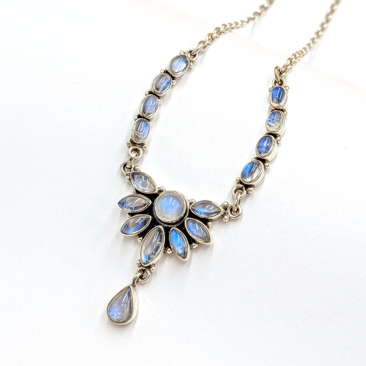 Pre-Owned Rainbow Moonstone Necklace in Sterling Silver