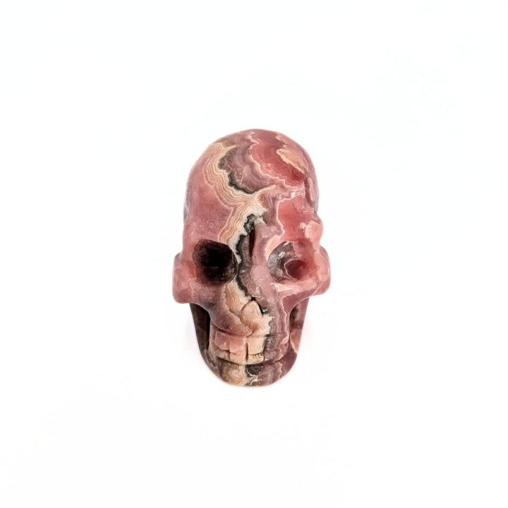 Rhodochrosite Carved Skull Figurine
