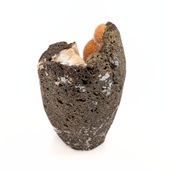 Orange Thomsonite with Mesolite, Calcite & Brown Heulandite Freeform