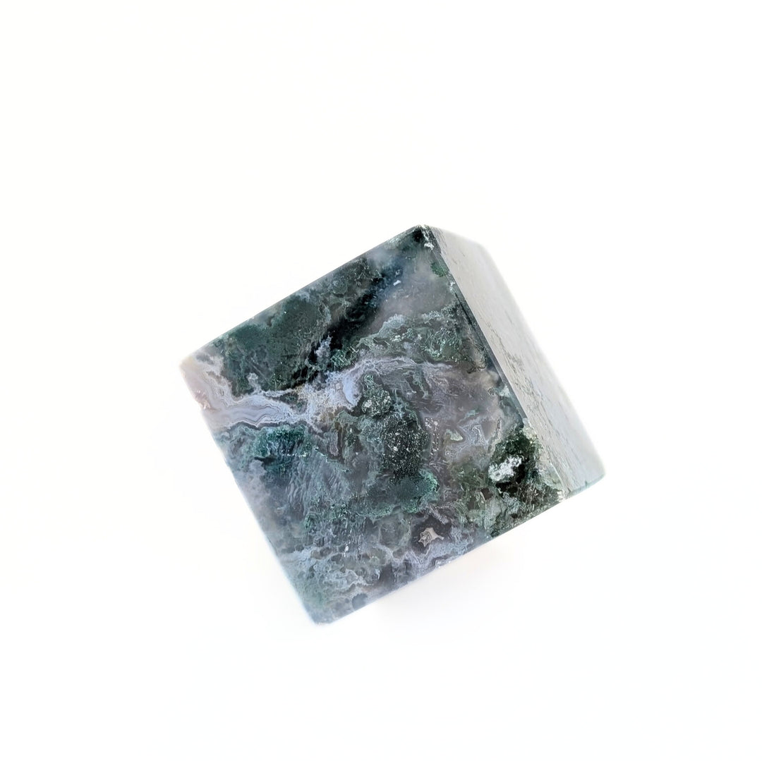 Moss Agate Polished Cube