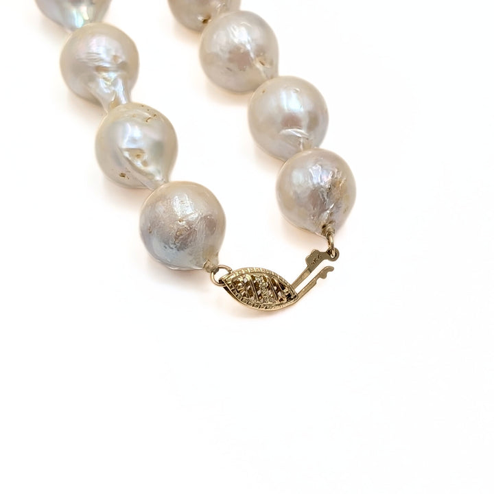 Vintage Baroque Pearl Necklace with 14K Yellow Gold Clasp