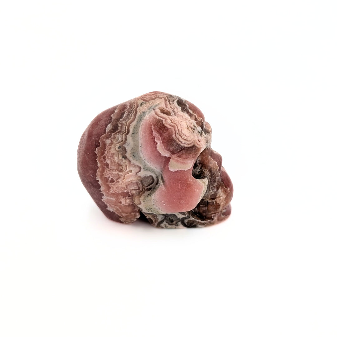 Rhodochrosite Carved Skull Figurine