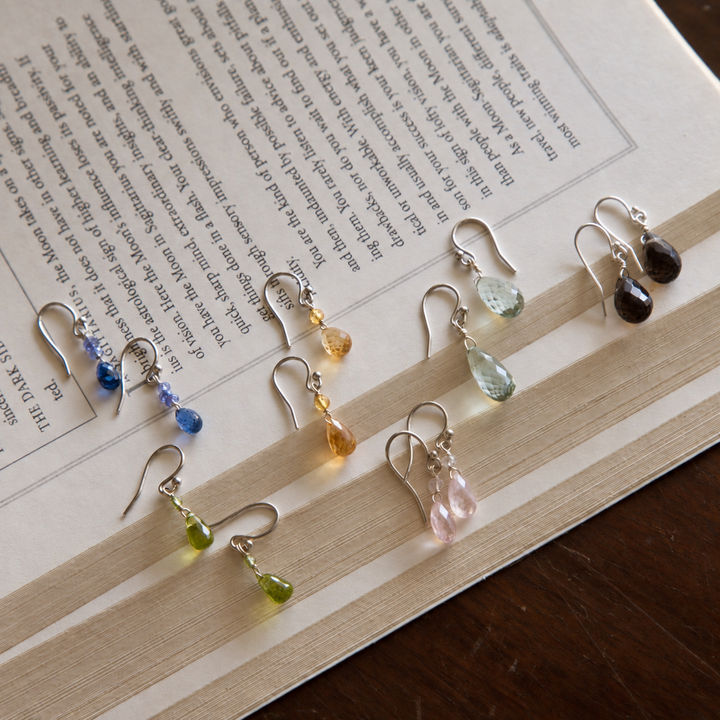 Faceted Briolette Gemstone Dangle Earrings in Sterling Silver
