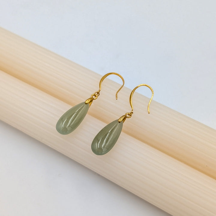 Jade Dangle Earrings in Gold over Sterling Silver