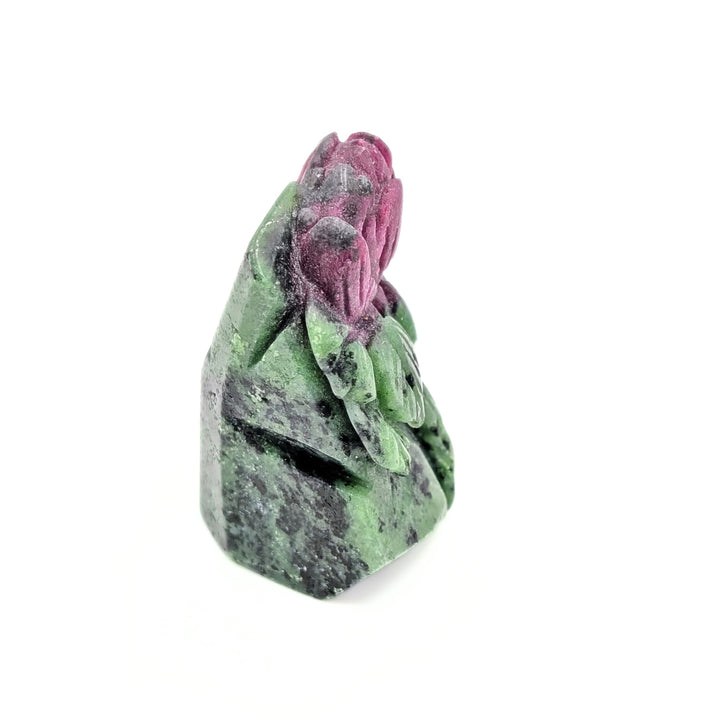 Ruby & Zoisite Polished Carved Rose