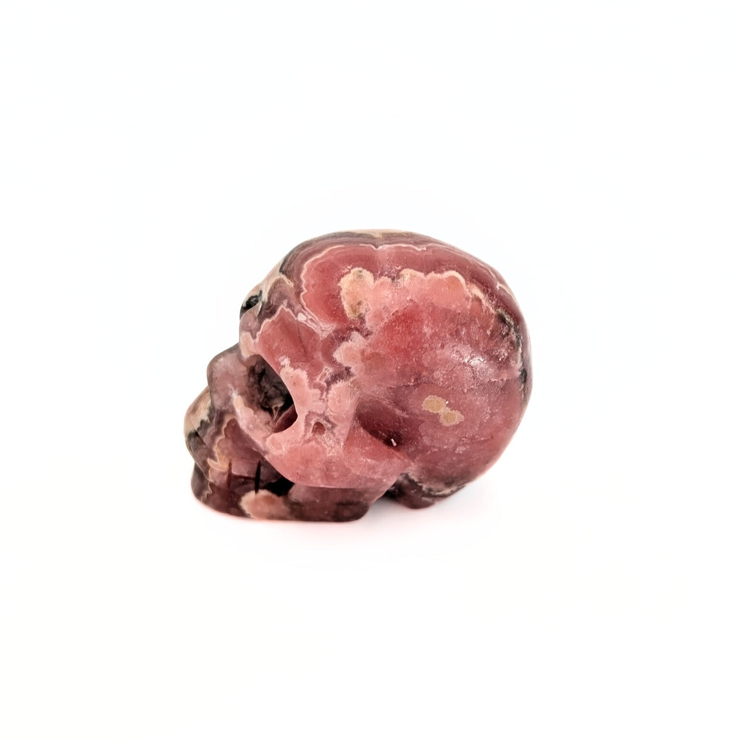 Rhodochrosite Carved Skull Figurine