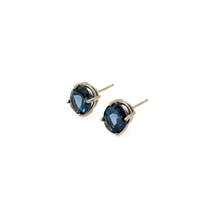 London Blue Topaz Stud Earrings in 14K White Gold