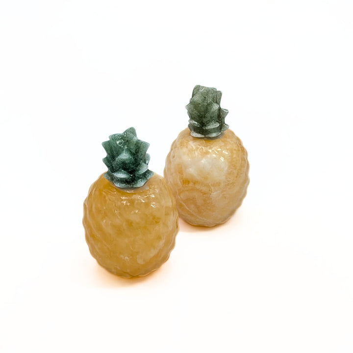 Orange Calcite & Green Aventurine Pineapple Carvings