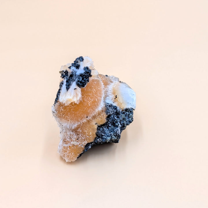 Thomsonite with Mesolite on Black Heulandite Matrix - Collector’s Specimen