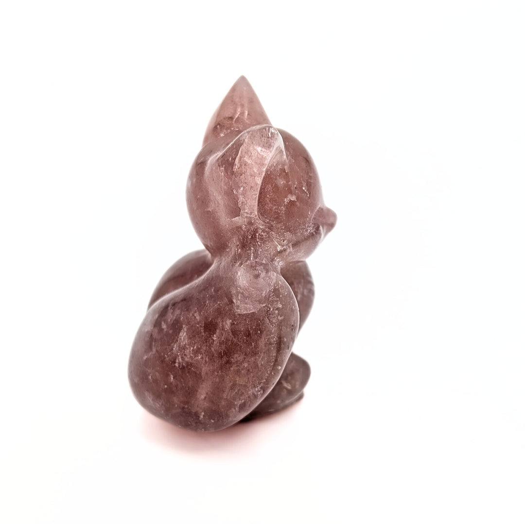 Strawberry Quartz Fox Carved Figurine