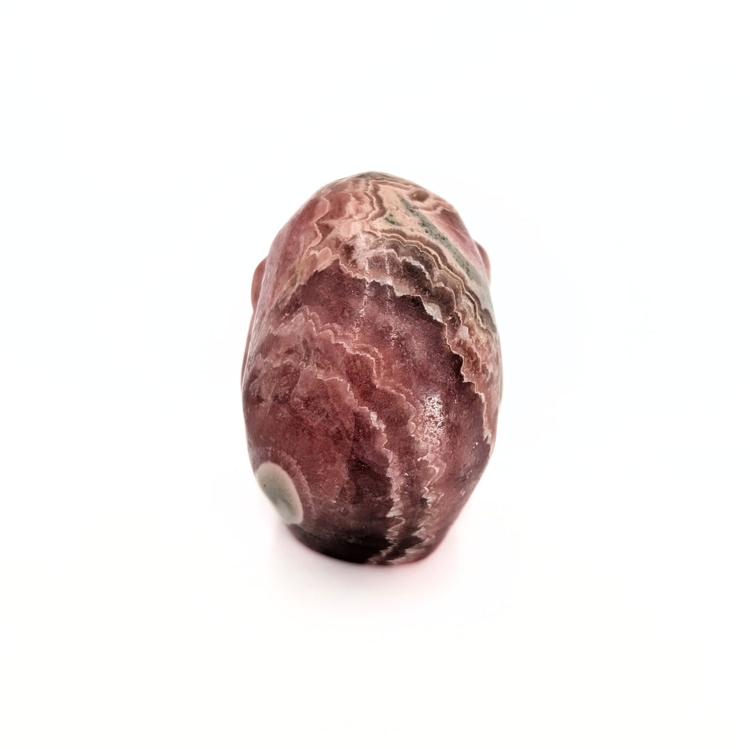 Rhodochrosite Carved Skull Figurine