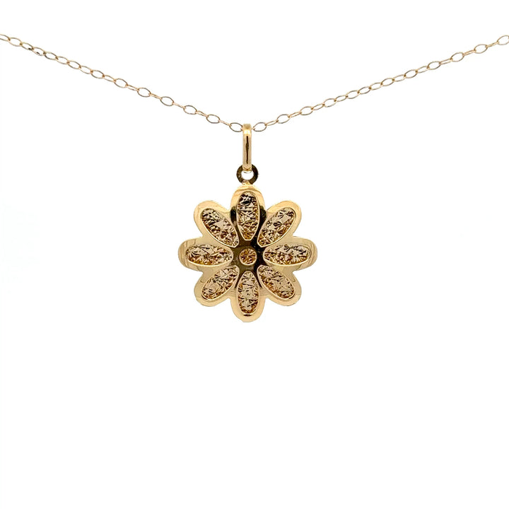 Vintage Flower Necklace in 14K Yellow Gold