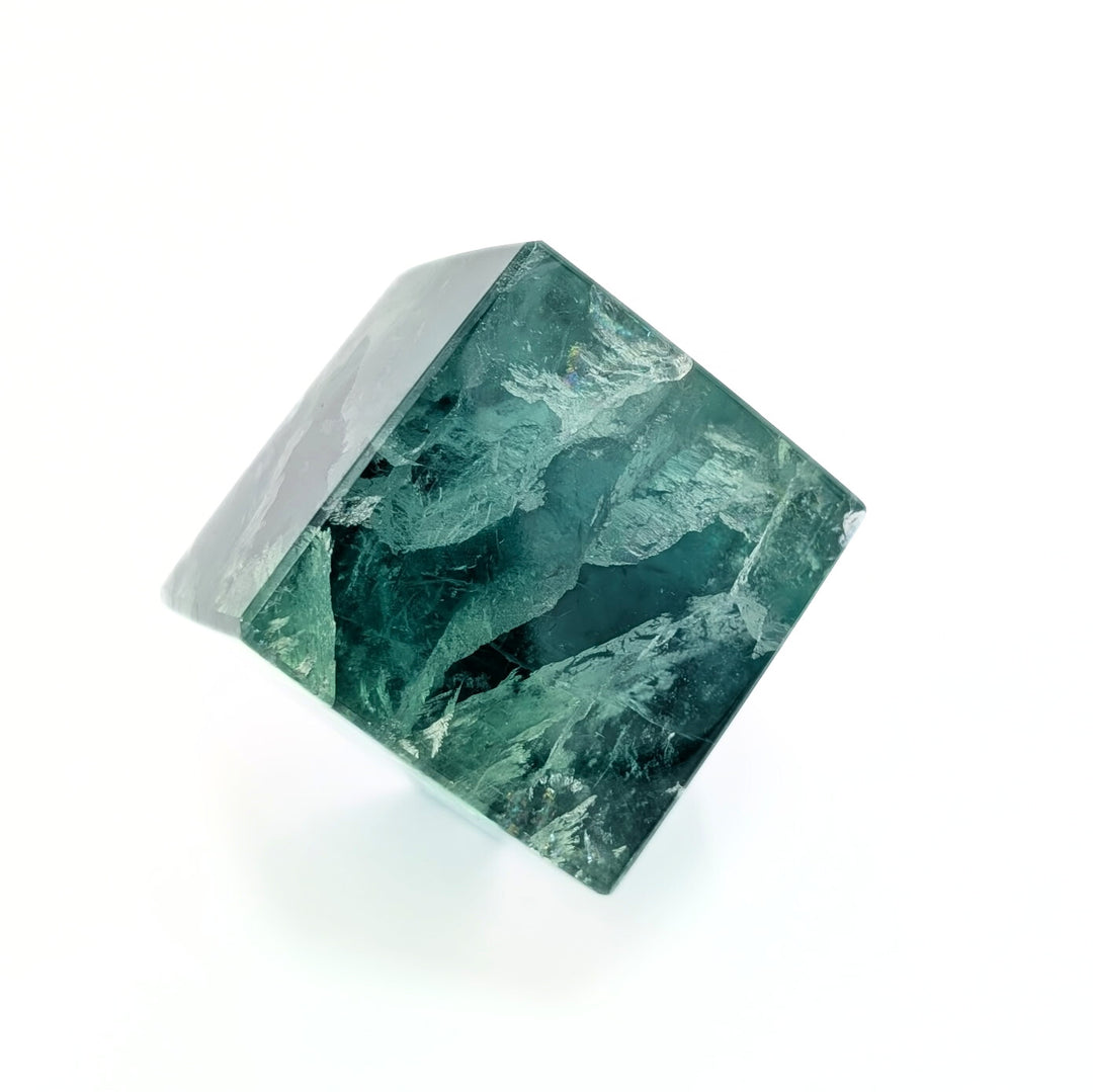 Polished Green Fluorite Standing Cube