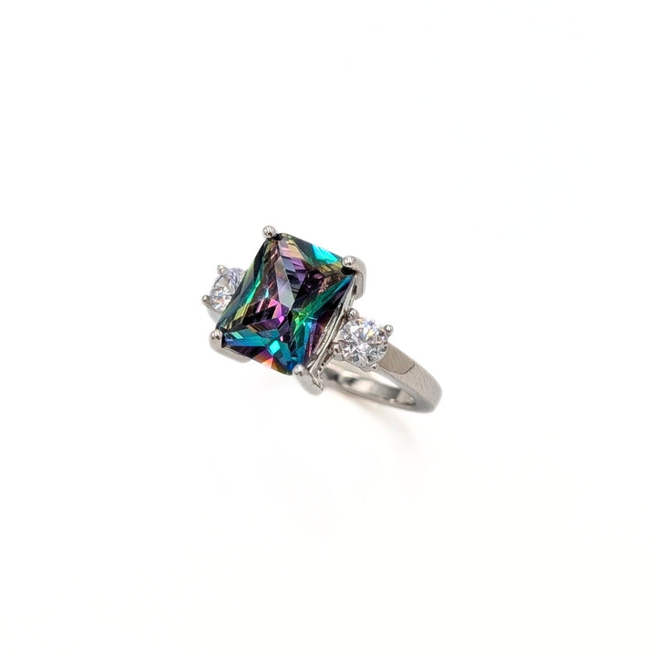 Mystic Topaz & Cubic Zirconia Ring in Sterling Silver