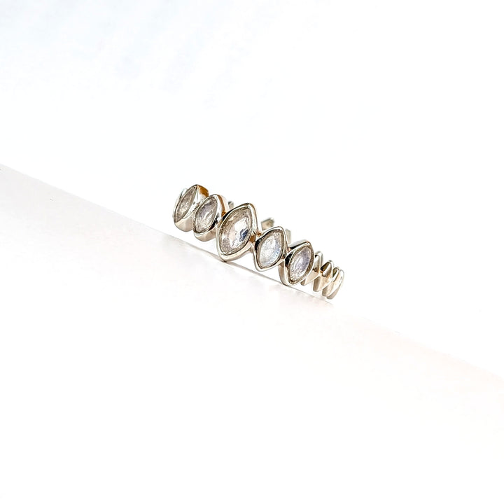 Marquise-Cut Moonstone Ring in Sterling Silver