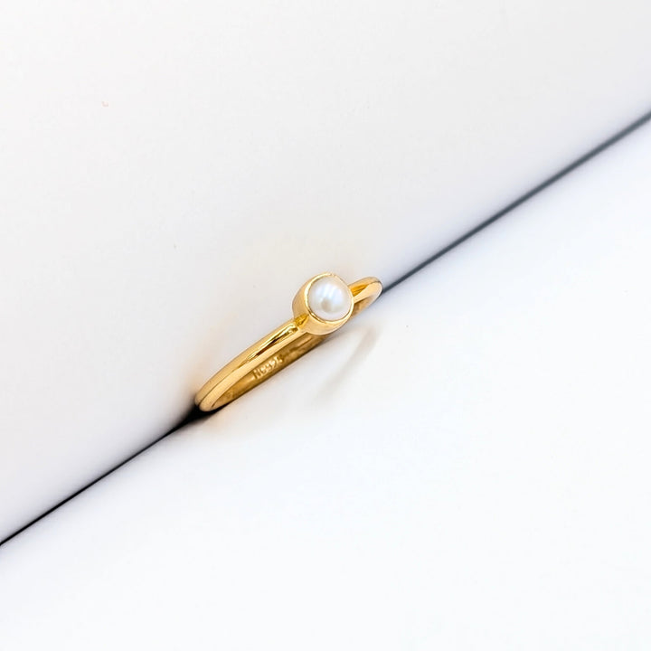 Round-Cut Freshwater Pearl Ring in Vermeil